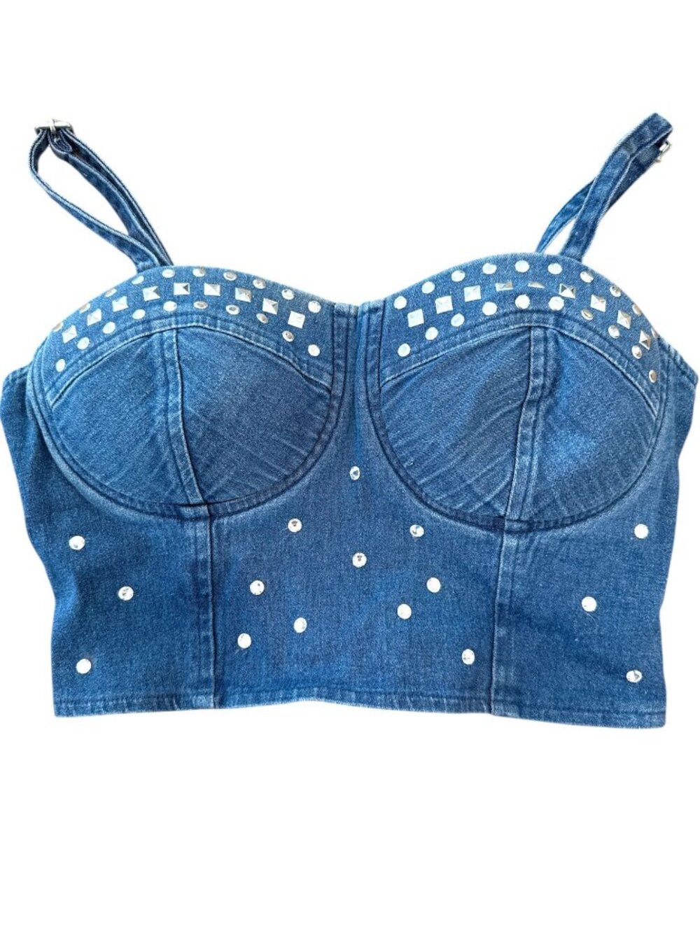 Urban Groove Embellished Denim Dance Crop Top Bustier PA Adult XS